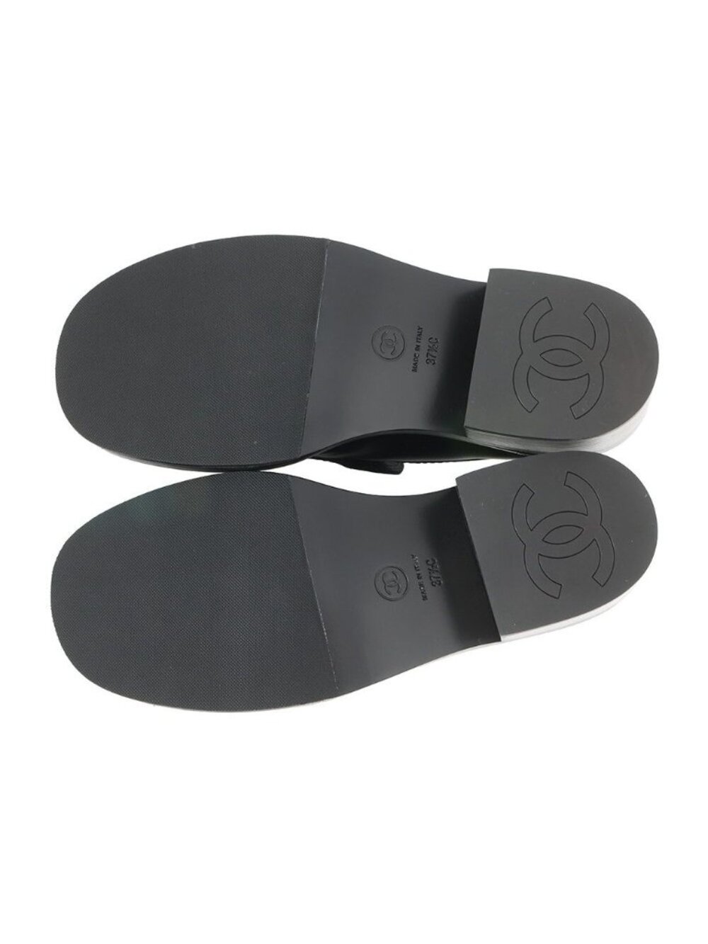 Chanel Loafers CC Logo Leather 37.5 Shoes Black - Picture 4 of 10